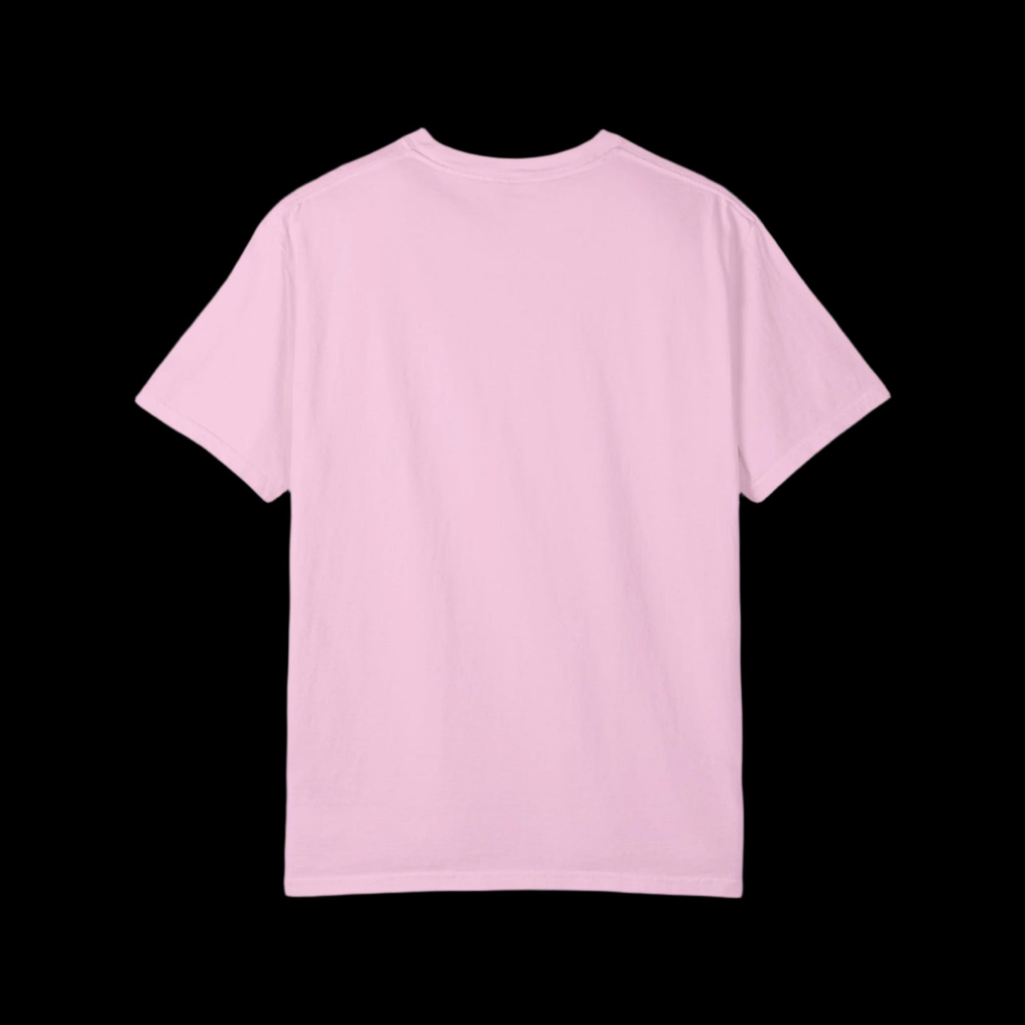 A plain light pink T-shirt from American Rebel Brand is displayed against a black background. Made from 100% cotton, the shirt is shown from the back, highlighting its simple design and short sleeves, offering a touch of vintage look.