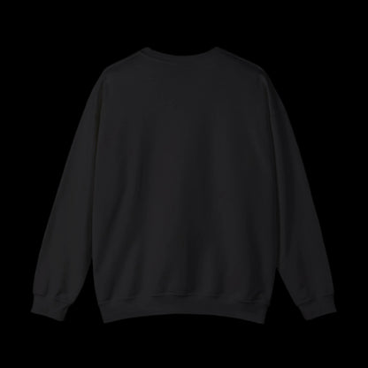 A plain black, OEKO-TEX-certified crewneck sweatshirt is displayed against a white background, showcasing the back view. This sweatshirt features long sleeves and a casual style, ensuring both comfort and quality with its heavy blend fabric.