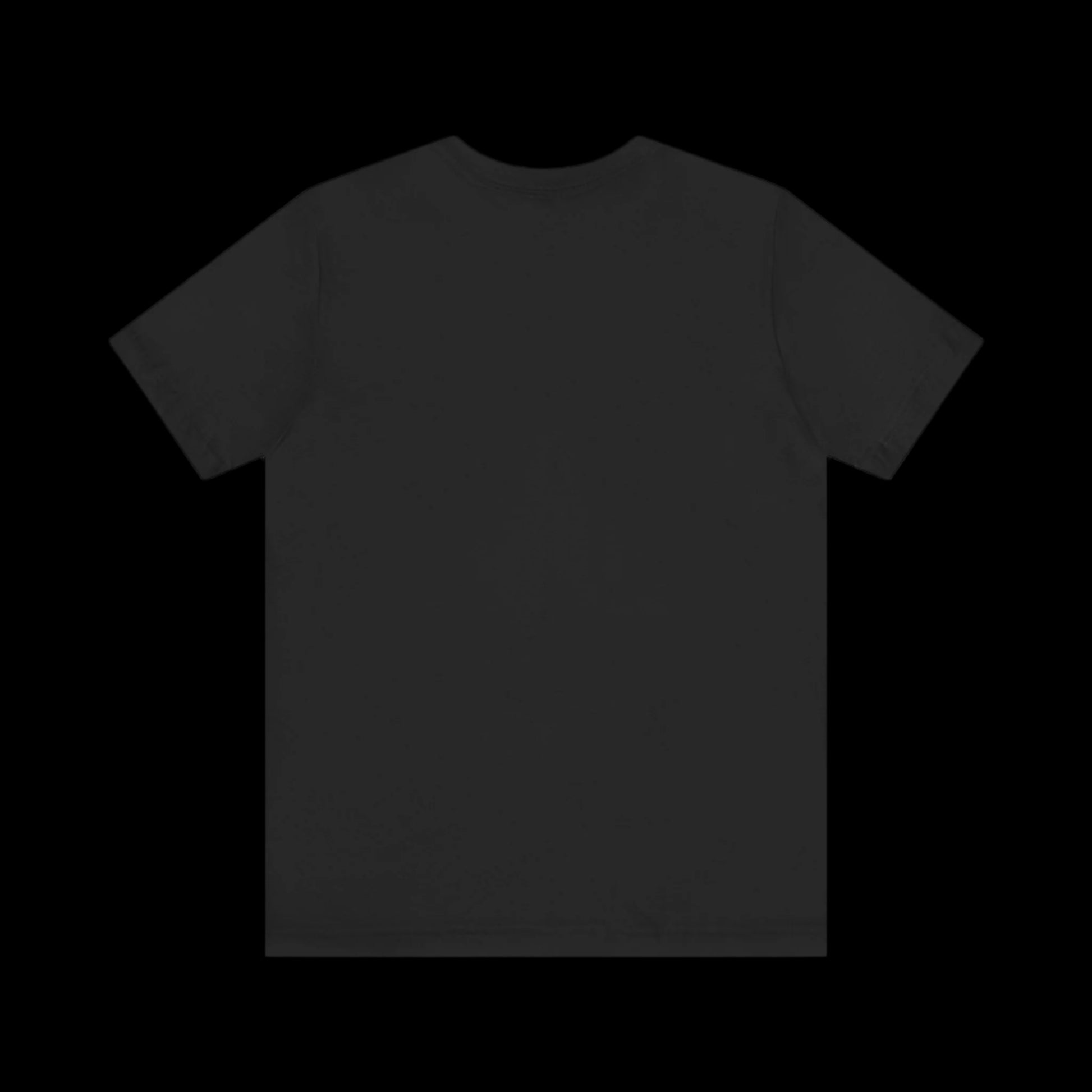 A plain black t-shirt, made from 100% cotton, is displayed against a solid black background. It features a front view with short sleeves and a classic round neckline, embracing the timeless style of a retro vintage tee with no visible design or patterns.