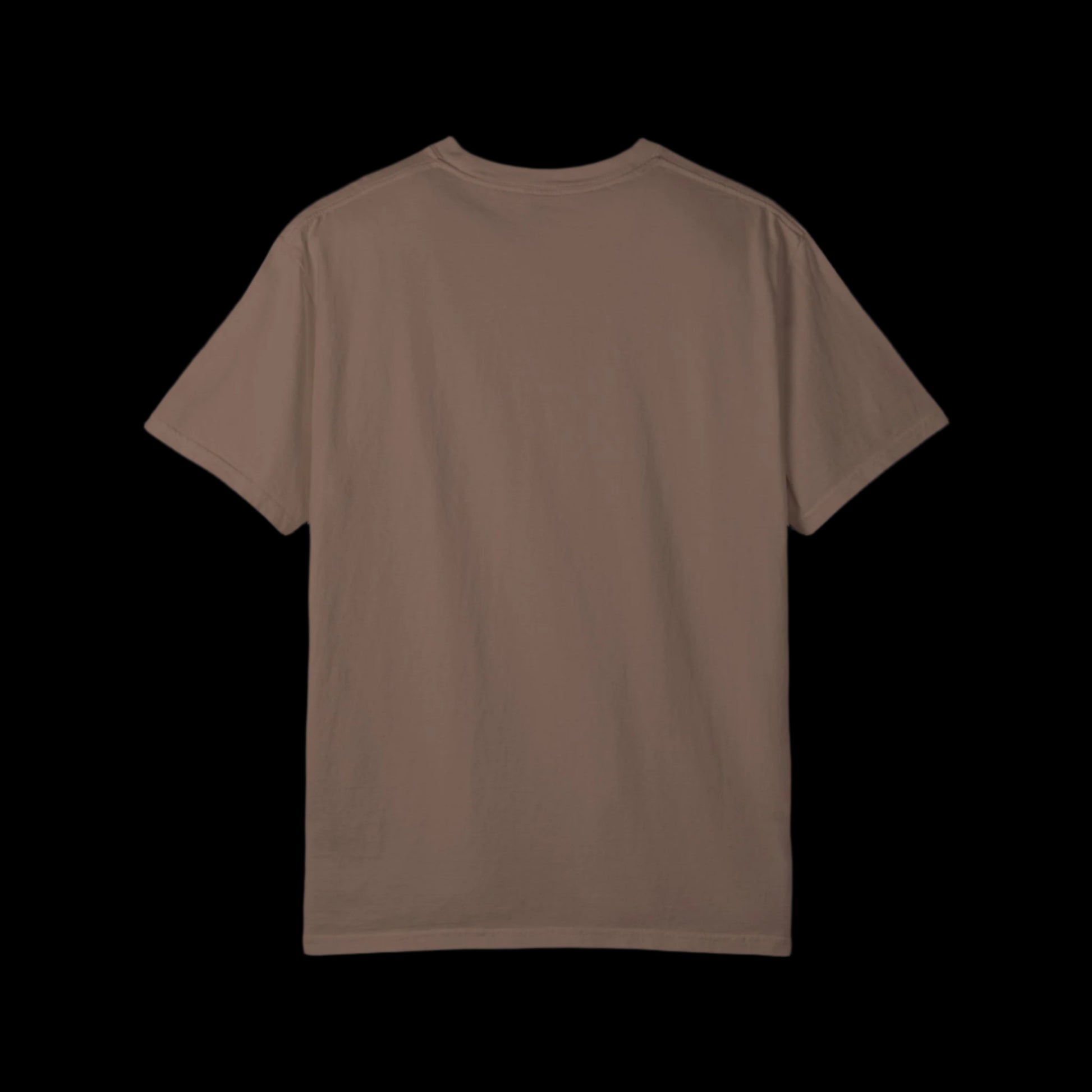 A plain espresso brown MAHA T-shirt viewed from the back against a white background. The shirt, made from 100% cotton, has short sleeves and no visible designs or patterns, offering a vintage look.