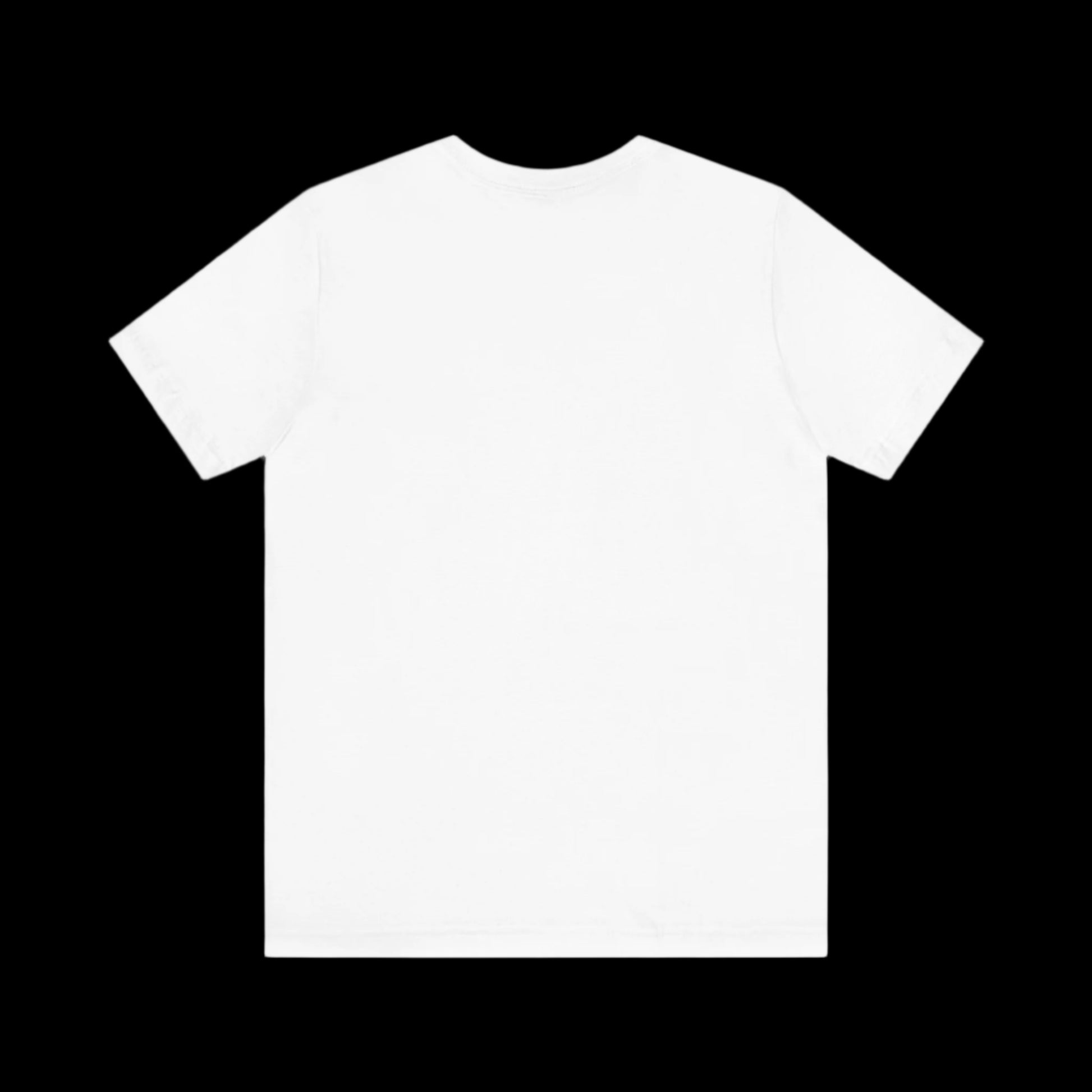 A plain white T-shirt, marked as unisex, is displayed against a white background. The focus on its back emphasizes simplicity and clean design, making it an ideal choice for anyone seeking a versatile wardrobe staple.